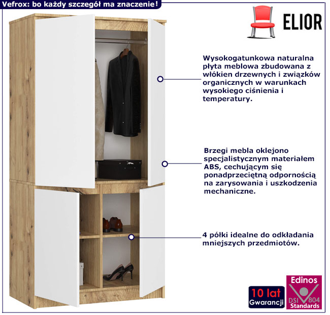 Stojąca szafa Vefrox dąb artisan+biały