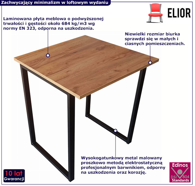 Industrialne proste małe biurkoNoria 65x65