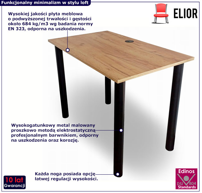 Industrialne proste biurko Roteso 90x60