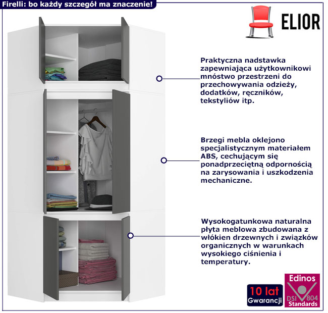 Szafa Nixer biały+grafitowy