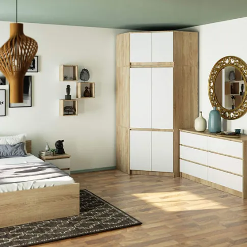 Prezentacja szafy Firelli kolor dąb sonoma+biały