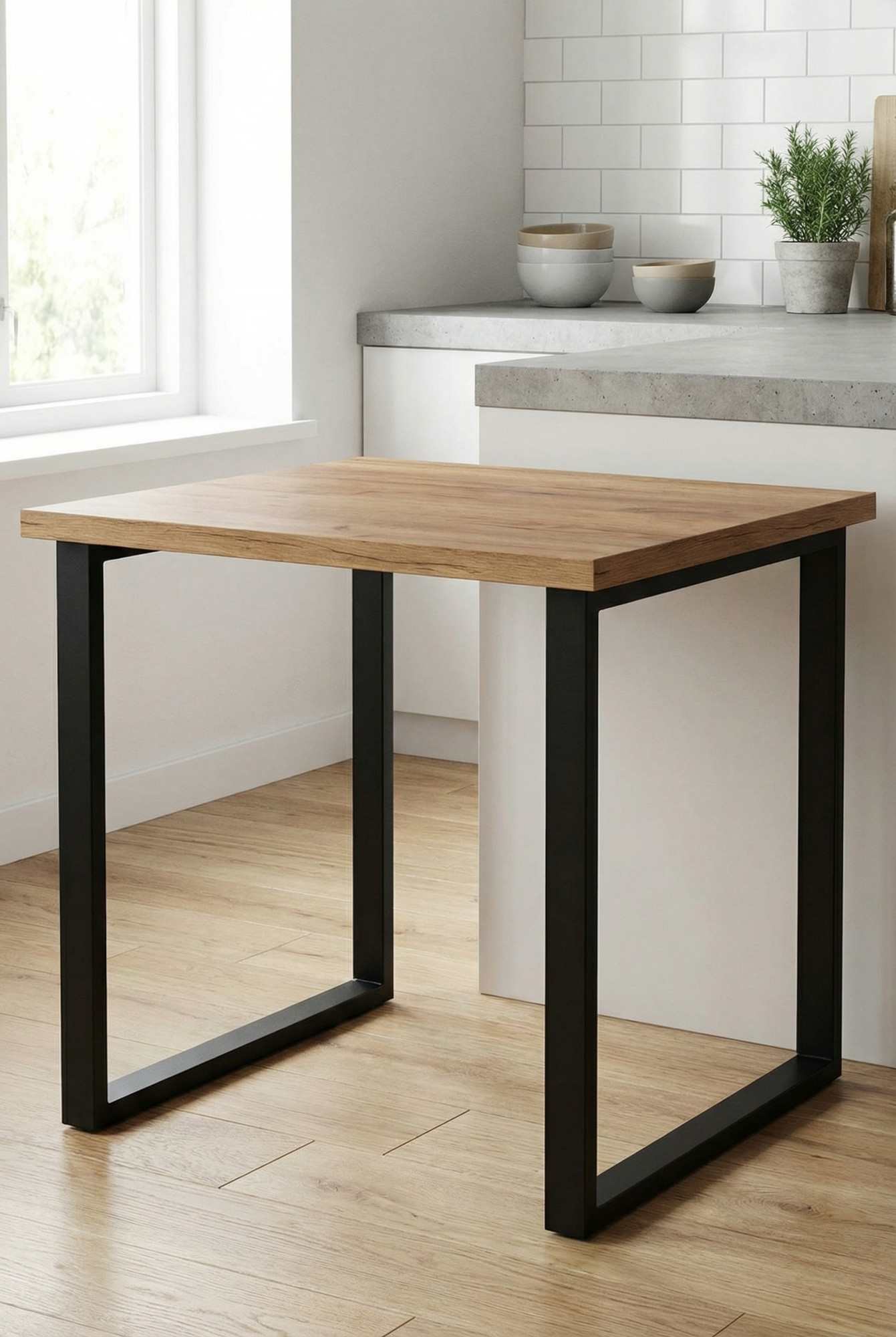 Aranżacja stołu kuchennego dąb craft złoty - Elsi