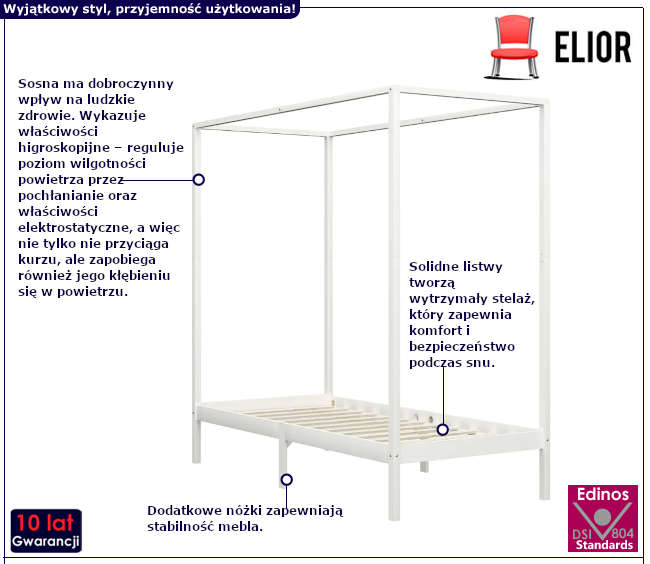 Szare łóżko z baldachimem Tamai