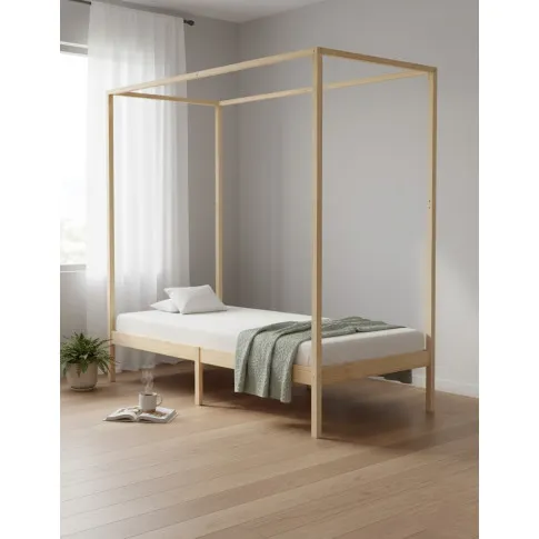 Łóżko z baldachimem w kolorze naturalnego drewna sosnowego 100x200cm   Tamai