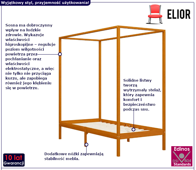 Szare łóżko z baldachimem Tamai