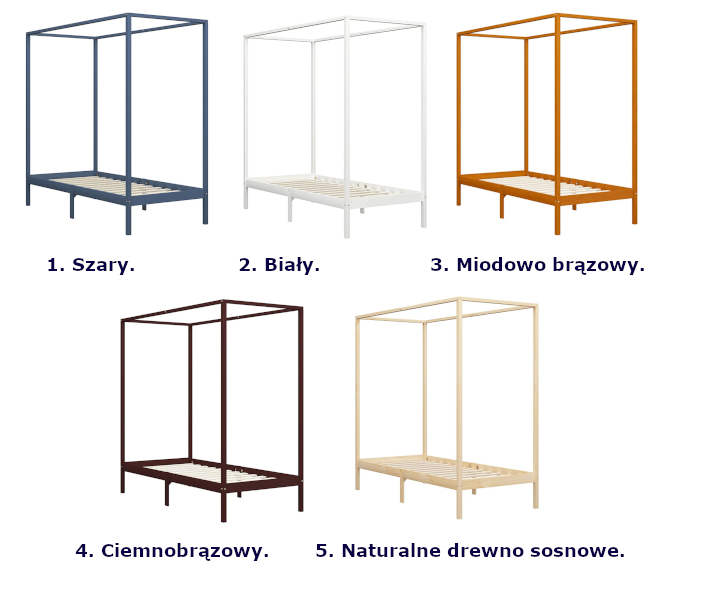 Różne wersje kolorystyczne łóżka Tamai 100x200