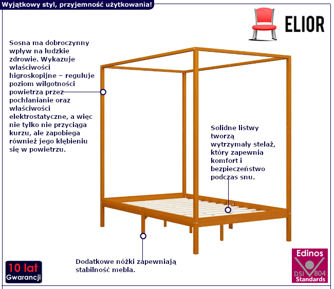 Szare łóżko z baldachimem Tamai