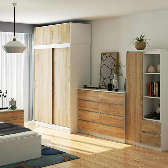 Prezentacja szafy Vires biały+dąb sonoma