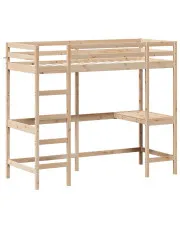 Piętrowe łóżko z litego drewna sosnowego z biurkiem 80x200 - Interis 4X w sklepie Edinos.pl