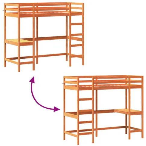 Brązowe łóżko z biurkiem Interis 5X