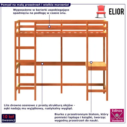 Sosnowe łożko Interis 5X brązowy