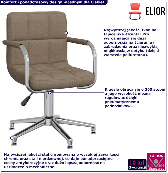 Fotel tapicerowany obrotowy Aragio taupe