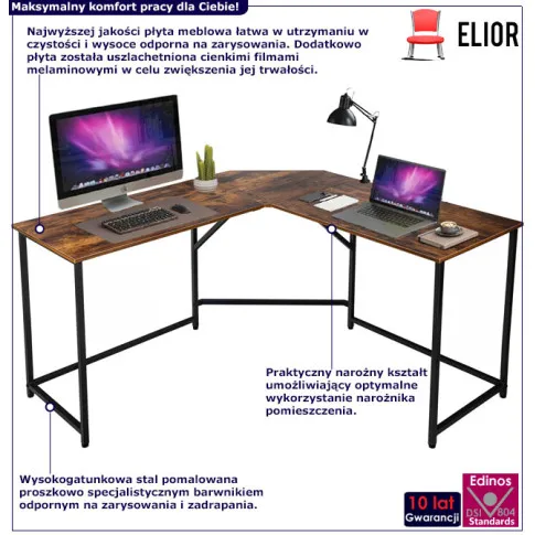 Narożne biurko pod laptopa w stylu industrialnym Nascar 3X