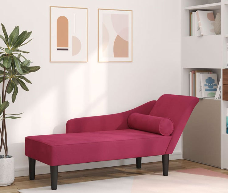 Wizualizacja bordowego szezlongu z poduszką Aventis