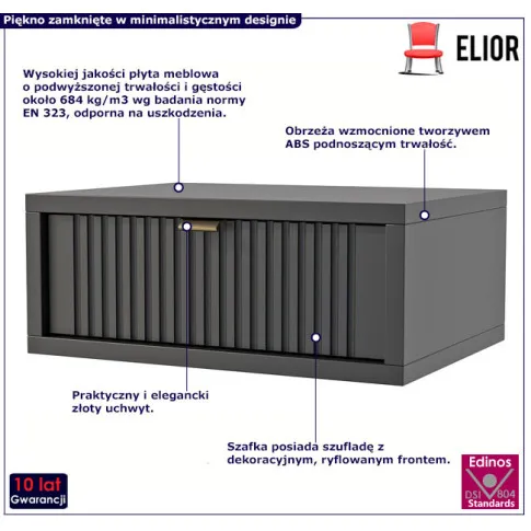 Czarna szafka nocna wisząca 40 cm Ikta