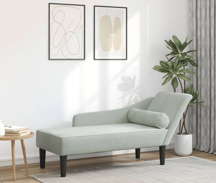 Wizualizacja jasnoszarego szezlongu z poduszką Aventis