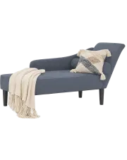 Ciemnoszara welurowa leżanka z okrągłą poduszką - Aventis w sklepie Edinos.pl