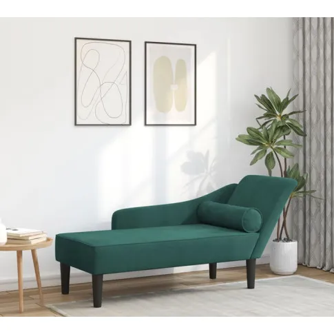 Ciemnozielony szezlong Luziana w nowoczesnym salonie