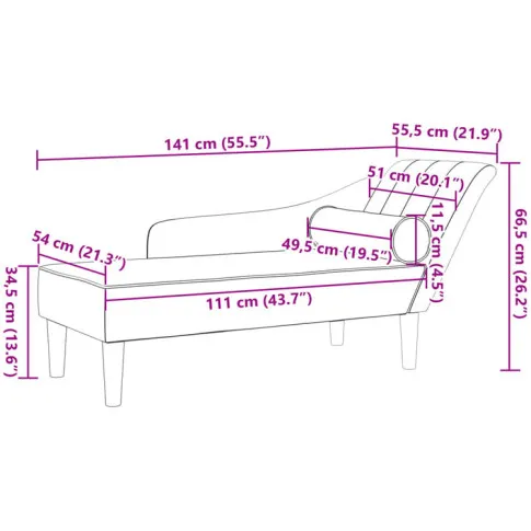 Wymiary welurowego szezlonga Luziana