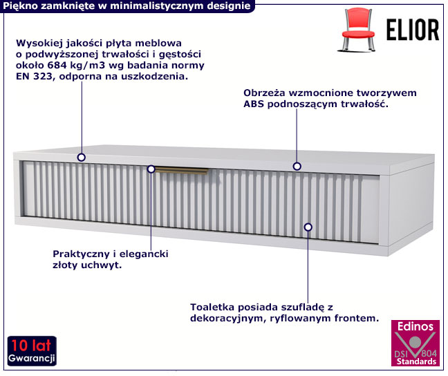 Biała toaletka wisząca ryflowana Edva