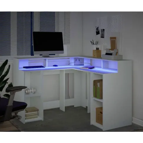 Podświetlane białe biurko gamingowe Erkus