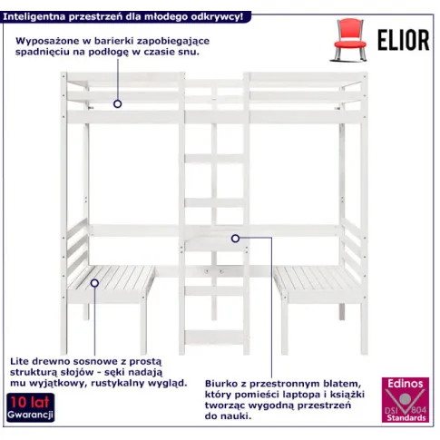 Białe łóżko piętrowe Devrix 5X