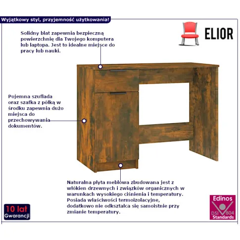 Imebra biurko w kolorze przydymionego dębu