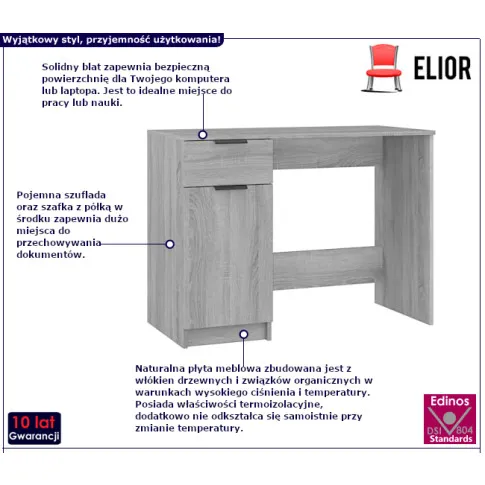 Imebra biurko w kolorze szarego dębu sonoma