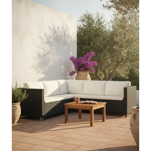 Rattanowy 4 częściowy zestaw wypoczynkowy czarny – Sohio