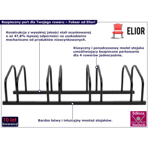 Fotografia Miejski czarny stojak na 4 rowery - Beline 5X z kategorii Pozostałe