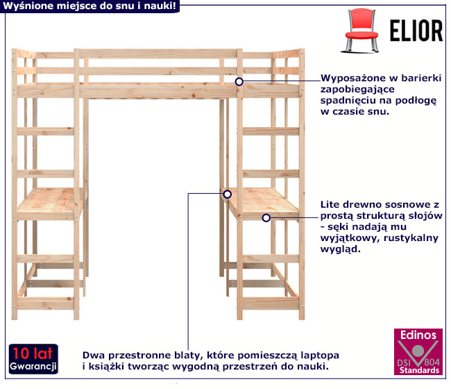 Łóżko piętrowe Vasmo 5X sosna