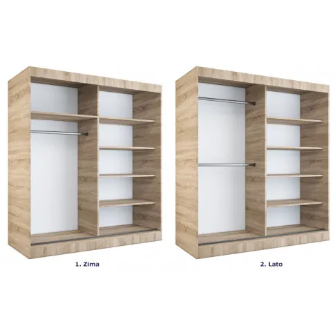Szczegółowe zdjęcie nr 4 produktu Biała szafa przesuwna do sypialni z lustrem 180 cm - Kukkin 5X