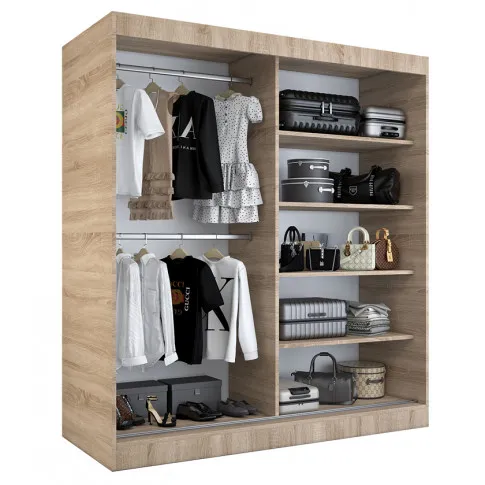 Szczegółowe zdjęcie nr 6 produktu Biała szafa przesuwna do sypialni z lustrem 180 cm - Kukkin 5X