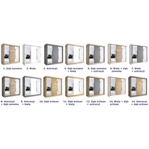 Szczegółowe zdjęcie nr 5 produktu Szafa przesuwna do sypialni dąb sonoma + antracyt 200 cm - Lenora 6X