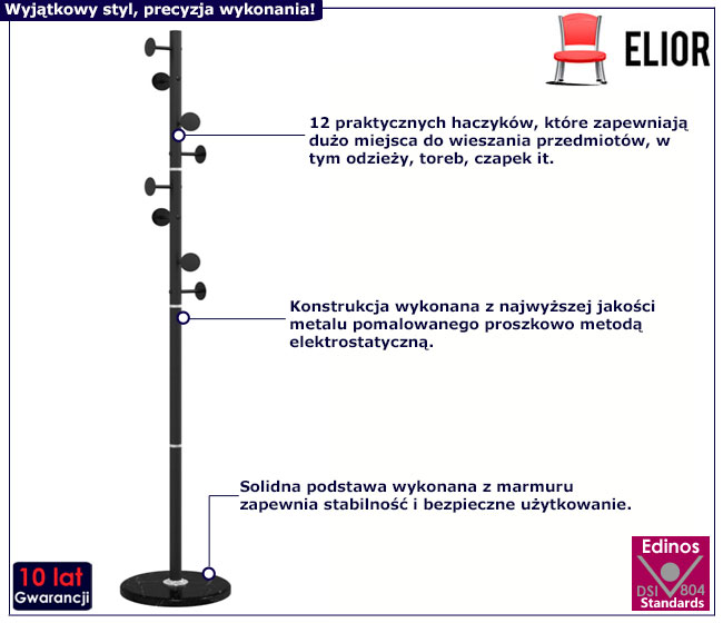 Czarny wieszak Elegro 5X