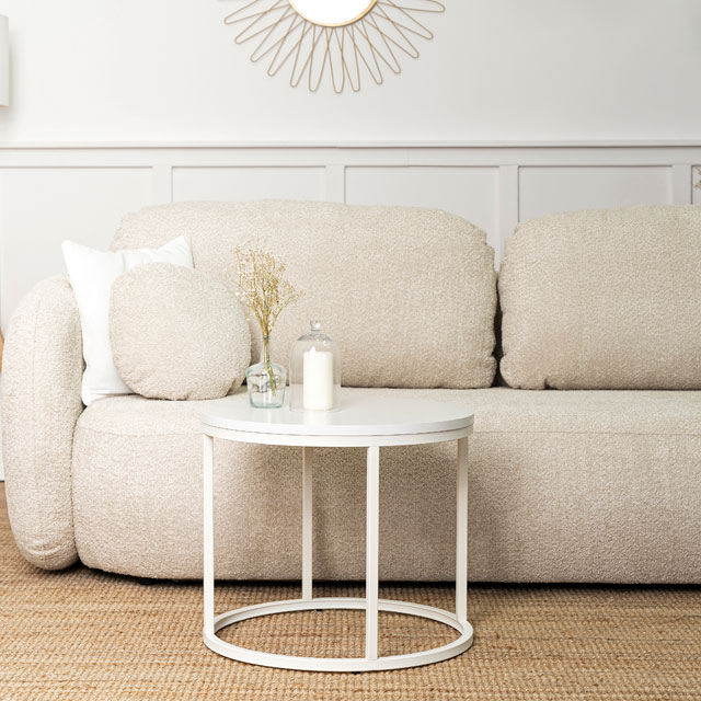 Biały loftowy stolik z okrągłym blatem Figo 3X