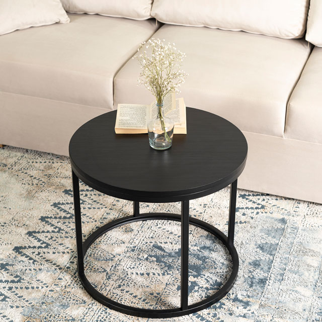 Czarny loftowy stolik z okrągłym blatem Figo 3X