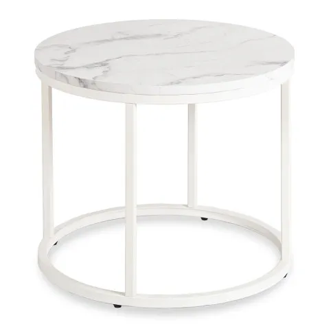 Biały stolik kawowy z imitacja marmuru na blacie Evin 3X
