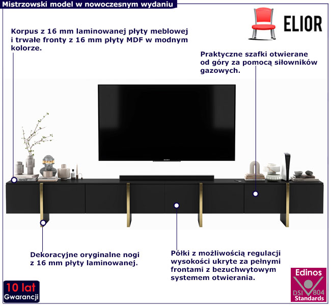 Komplet 2 czarnych szafek RTV Mosi 4X