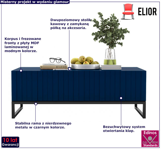 Stolik kawowy granatowy lamelowy Filo 11X