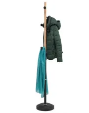 Czarny stojący wieszak metalowo bukowy - Caden 6X w sklepie Edinos.pl