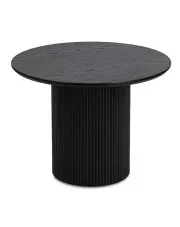 Czarny okrągły stolik kawowy na lamelowej podstawie - Iveno w sklepie Edinos.pl