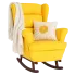 Żółty tapicerowany fotel bujany w stylu uszak - Erato