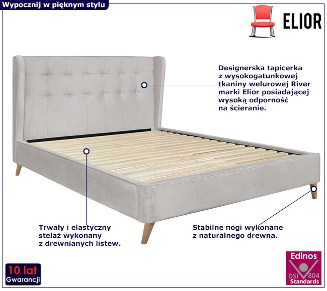 Beżowe tapicerowane łóżko Vasto