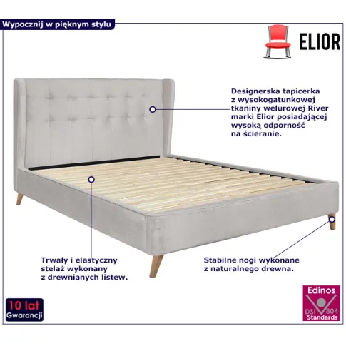 Bezowe lóżko tapicerowane Perfox