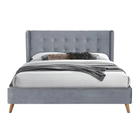 Szare łózko z pikowanym zagłówkiem Perfox