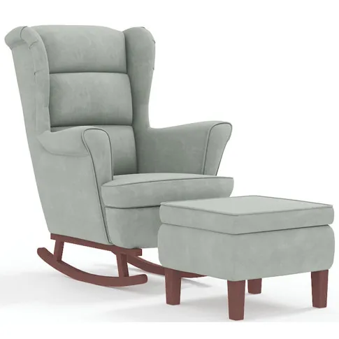 Jasnoszary bujany fotel z oparciem uszak Egor