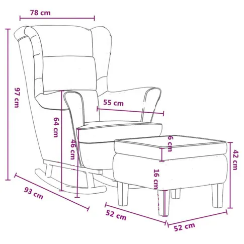 Rysunek z wymiarami fotela Egor