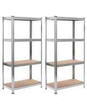 Komplet 2 metalowych regałów do piwnicy - Goves 6X w sklepie Edinos.pl