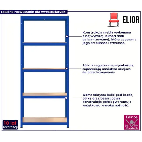 Niebieski regał magazynowy Ulevis 3X